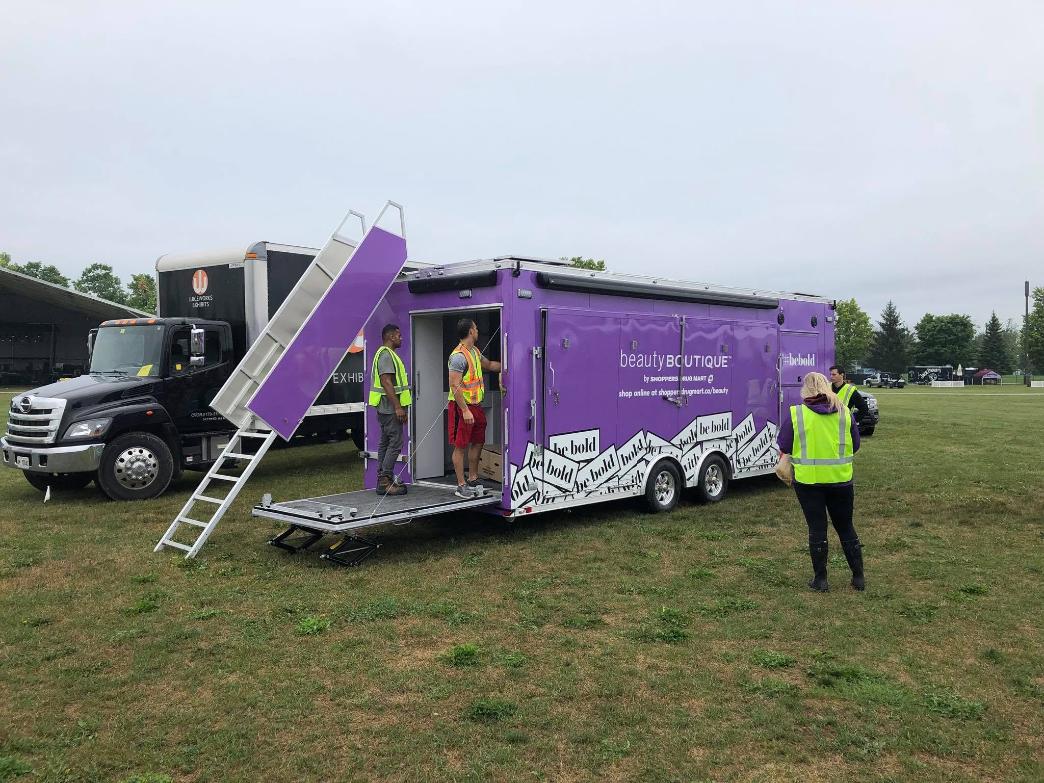 Shoppers Drug Mart Beauty Boutique trailer during load-in